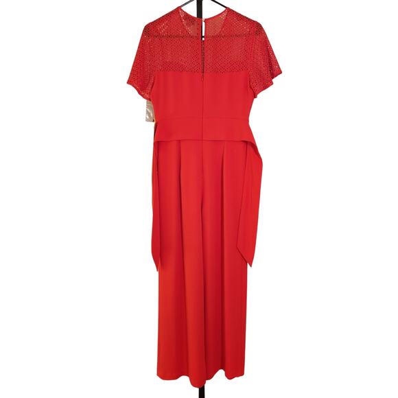 CeCe Red Straight Leg Jumpsuit with Tie Waist, Size 2 - Picture 2 of 12